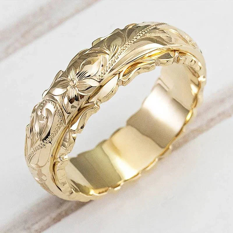 Vespera Antique Gold Flower Ring