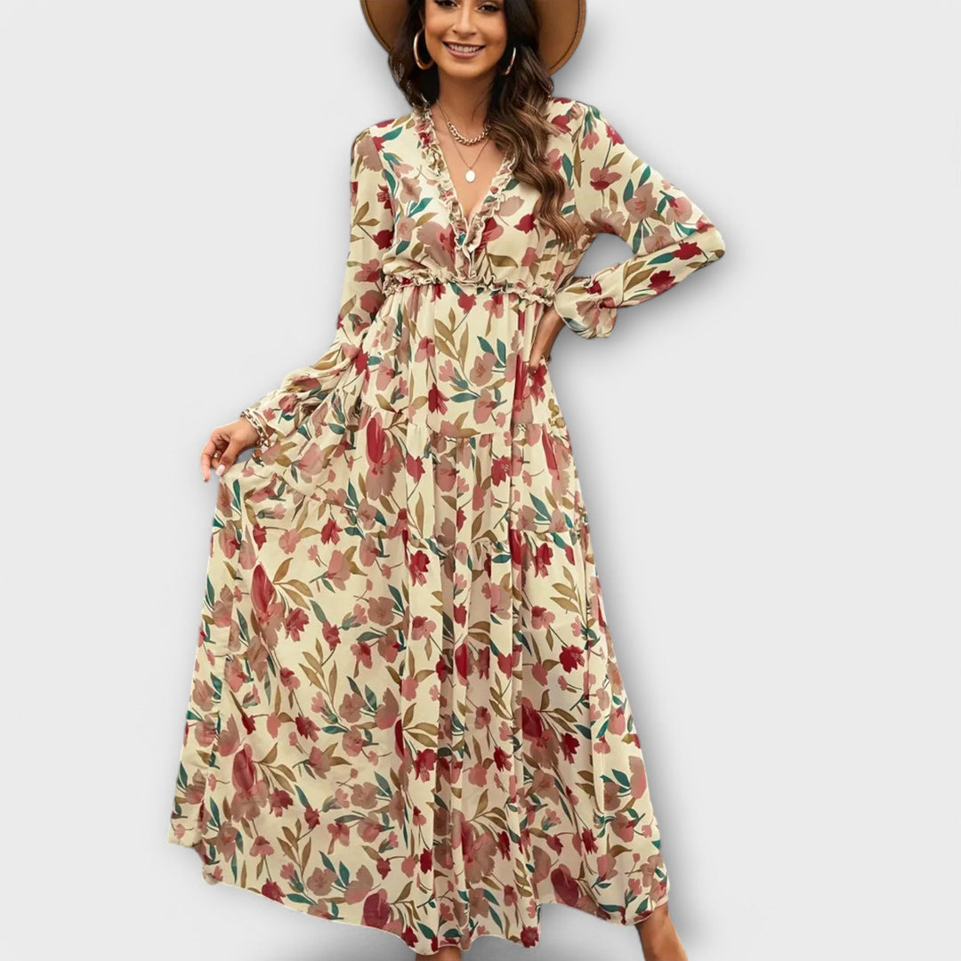 Marigold – Floral Elegance Maxi Dress