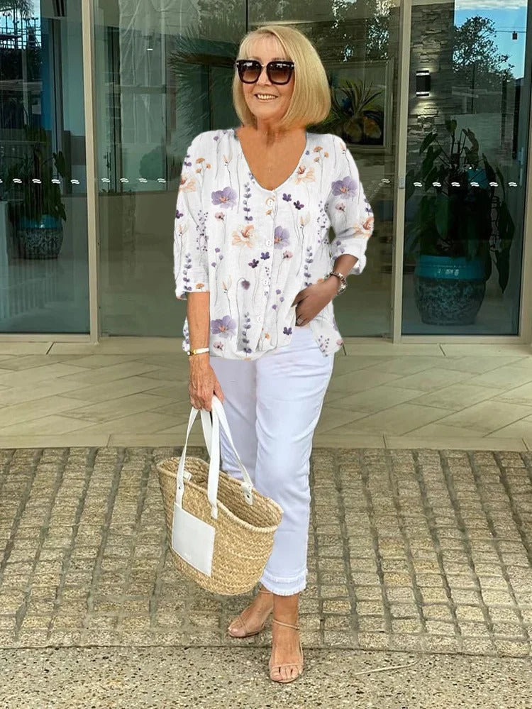 Valeria – Long-Sleeve Floral Top