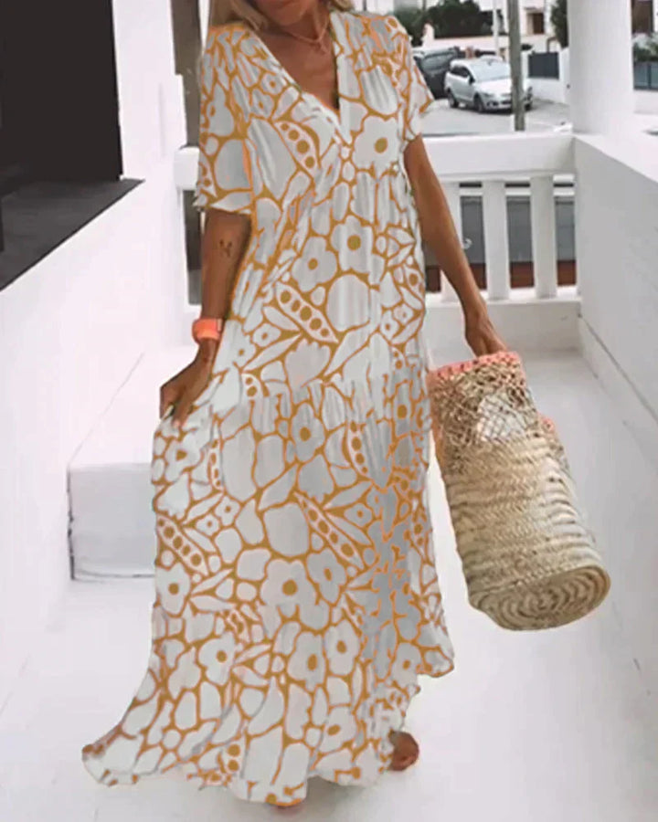 Adelise – Graphic Floral Maxi Dress