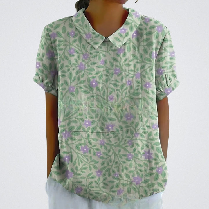 Iris – Linen Floral Blouse