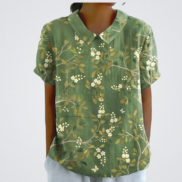 Iris – Linen Floral Blouse