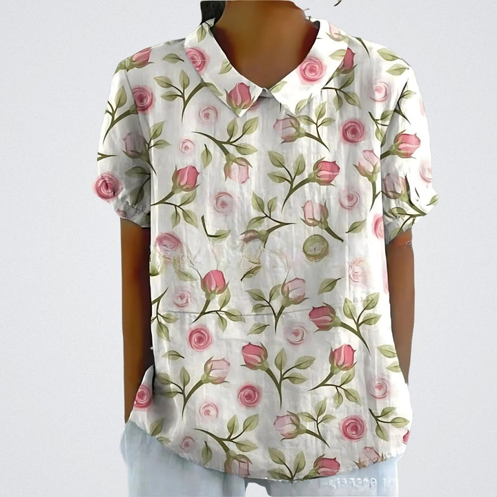 Iris – Linen Floral Blouse