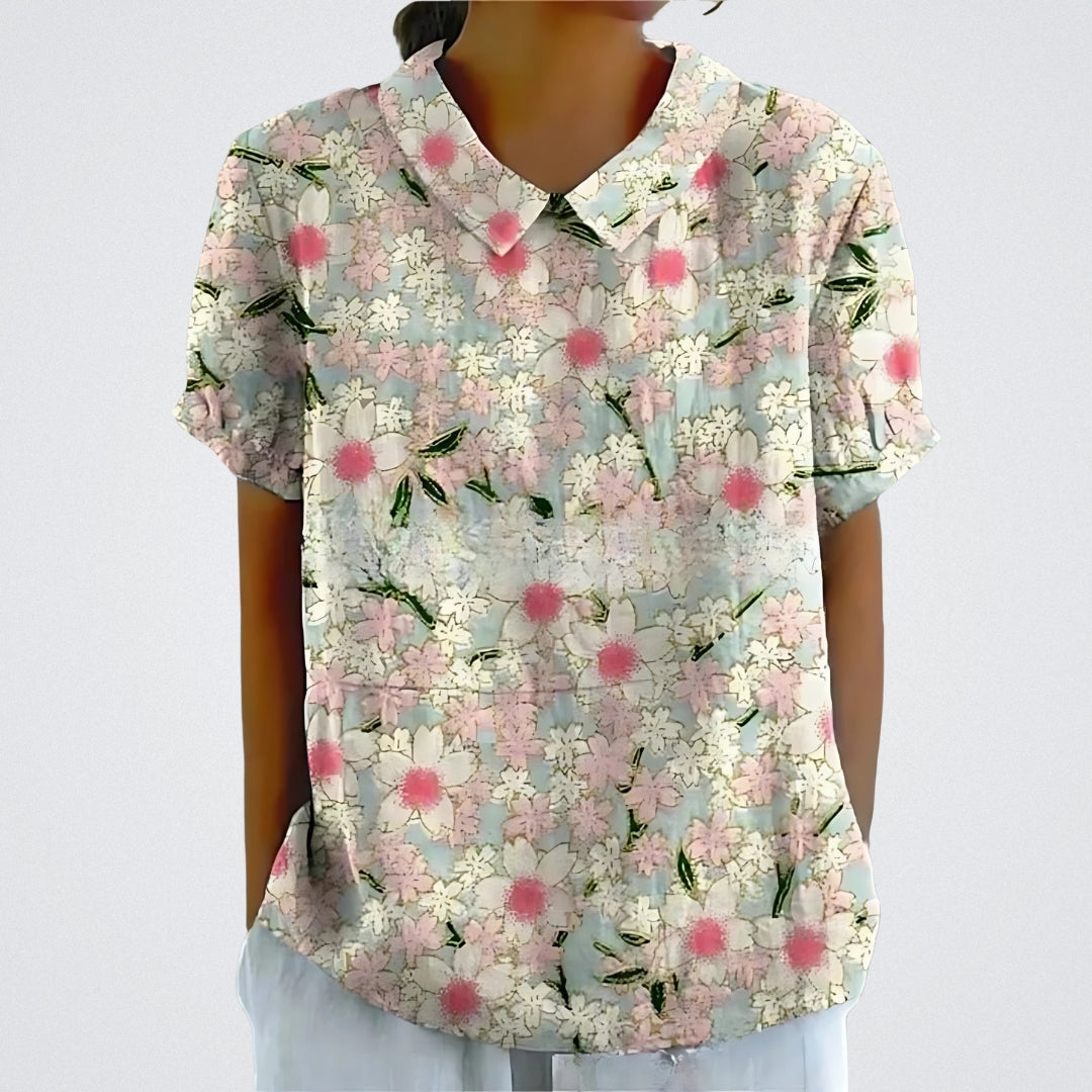 Iris – Linen Floral Blouse
