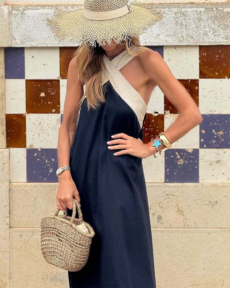 Alina – Cross-Neck Maxi Dress