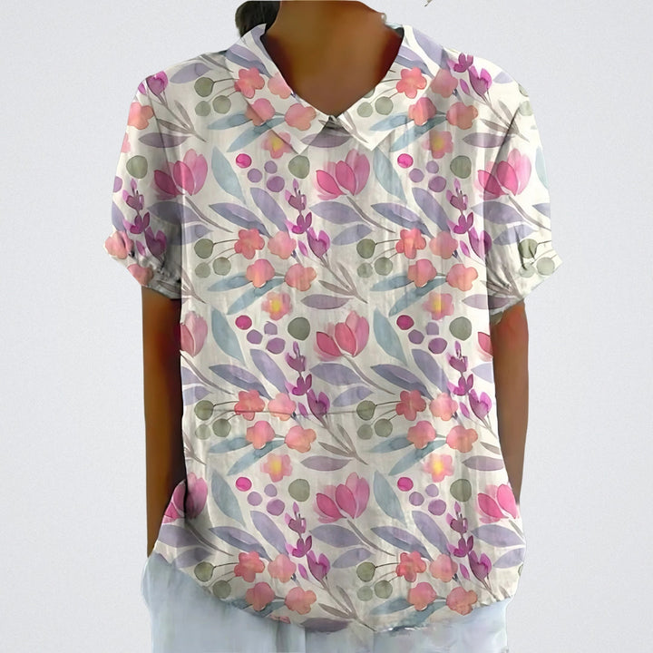 Iris – Linen Floral Blouse