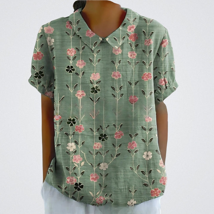 Iris – Linen Floral Blouse