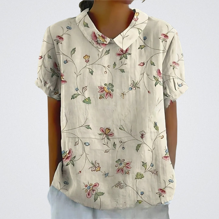 Iris – Linen Floral Blouse