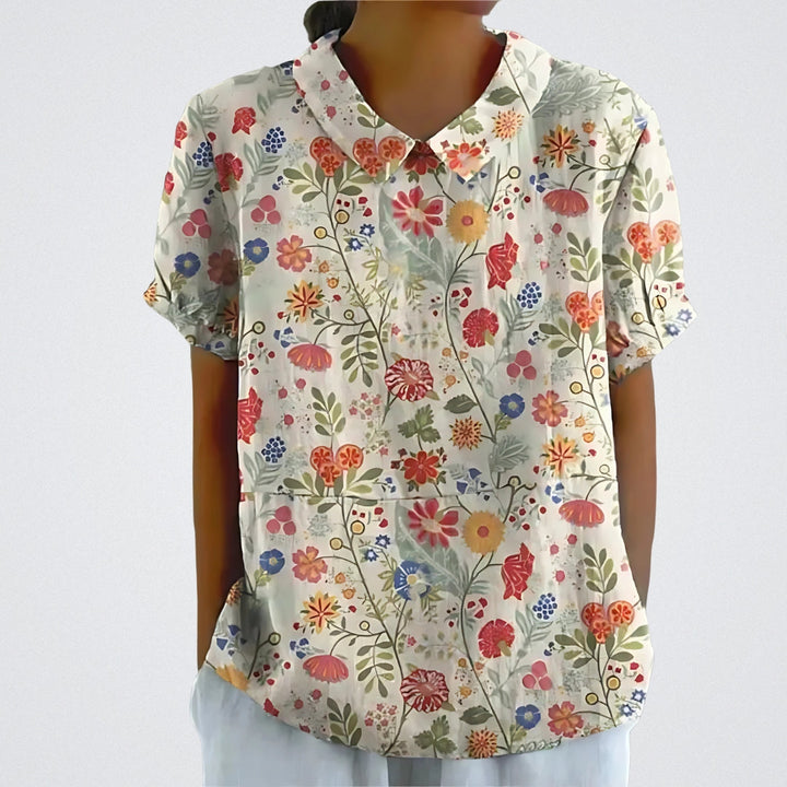 Iris – Linen Floral Blouse