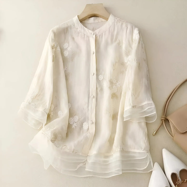 Marie – Button-Up Floral Blouse
