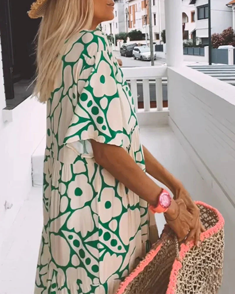 Adelise – Graphic Floral Maxi Dress