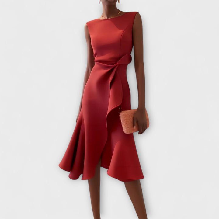 Juliette | Draped Asymmetrical Midi Dress