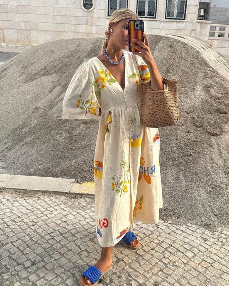 Elodie –Midi Dress with Elegant Print