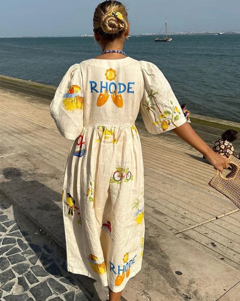 Elodie –Midi Dress with Elegant Print