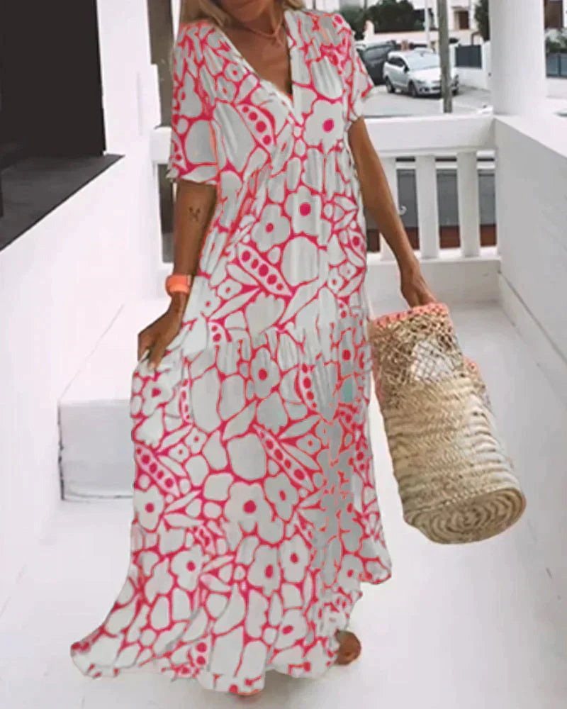 Adelise – Graphic Floral Maxi Dress