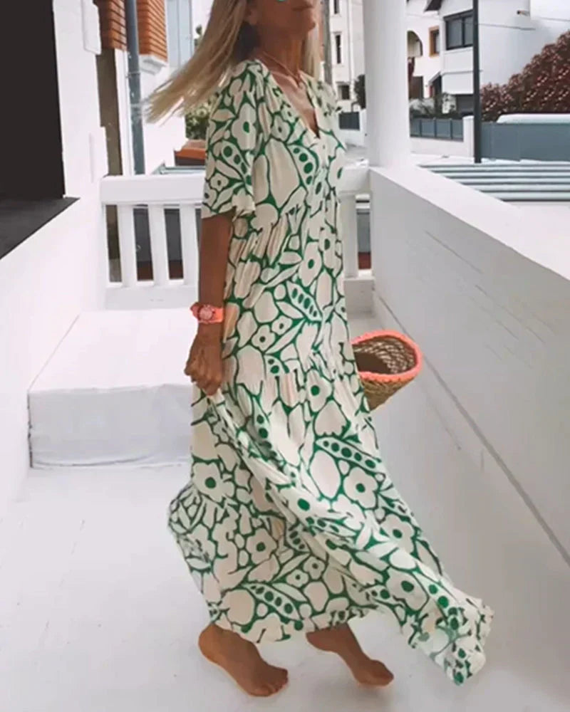 Adelise – Graphic Floral Maxi Dress