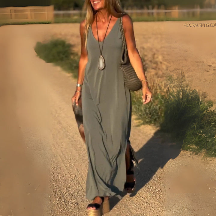 Celeste – Graceful V-Neck Maxi Dress