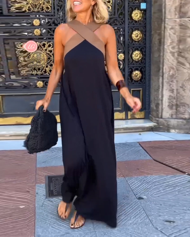 Alina – Cross-Neck Maxi Dress