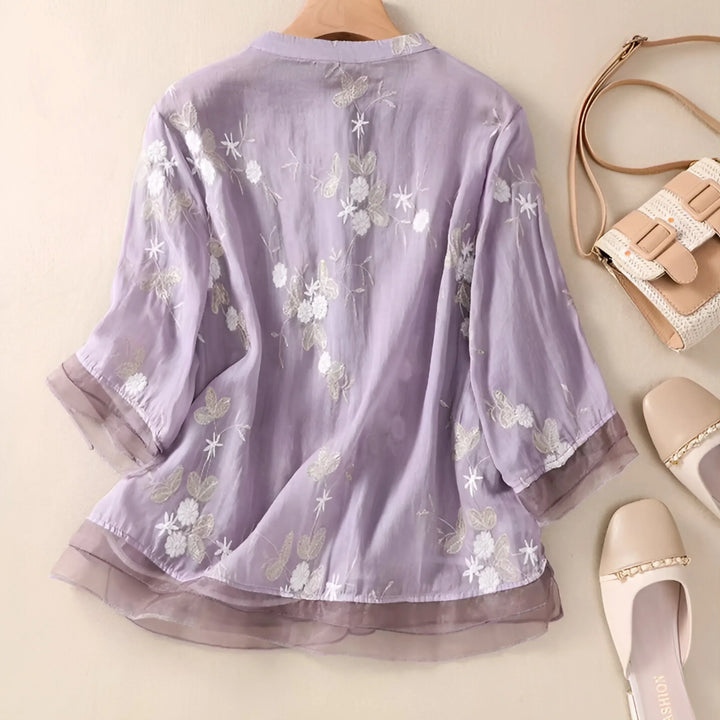 Marie – Button-Up Floral Blouse