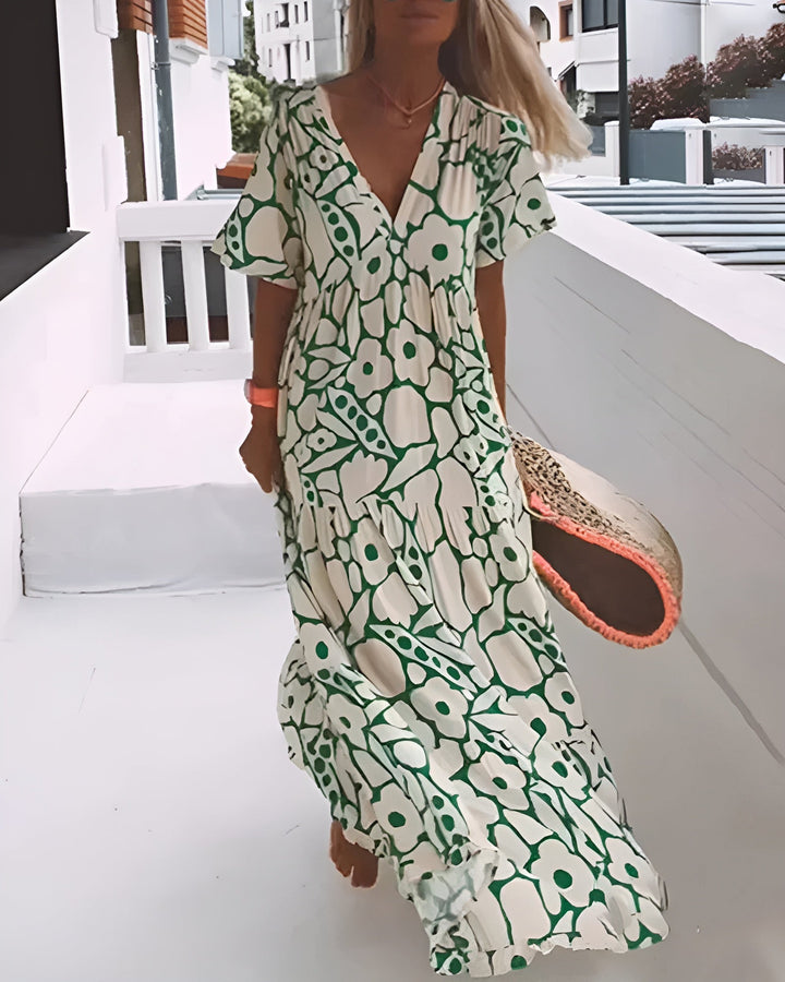 Adelise – Graphic Floral Maxi Dress