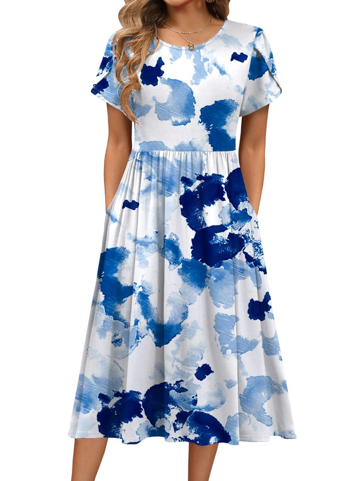 Carys™ – Floral Midi Dress with Pockets