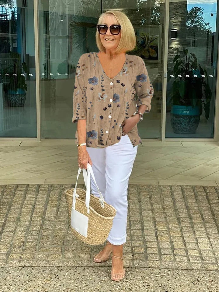 Valeria – Long-Sleeve Floral Top