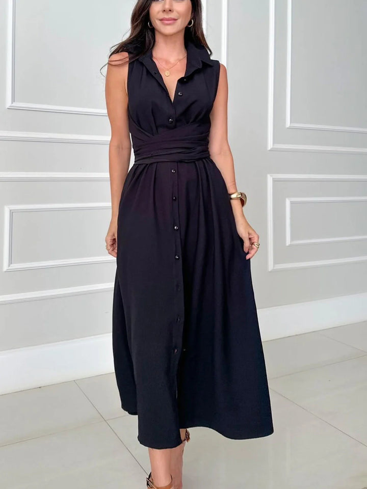 Ivana™ | Belted Button-Down Midi Shirt Dress