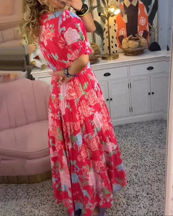 Evelyne – Boho V-Neck Maxi Dress