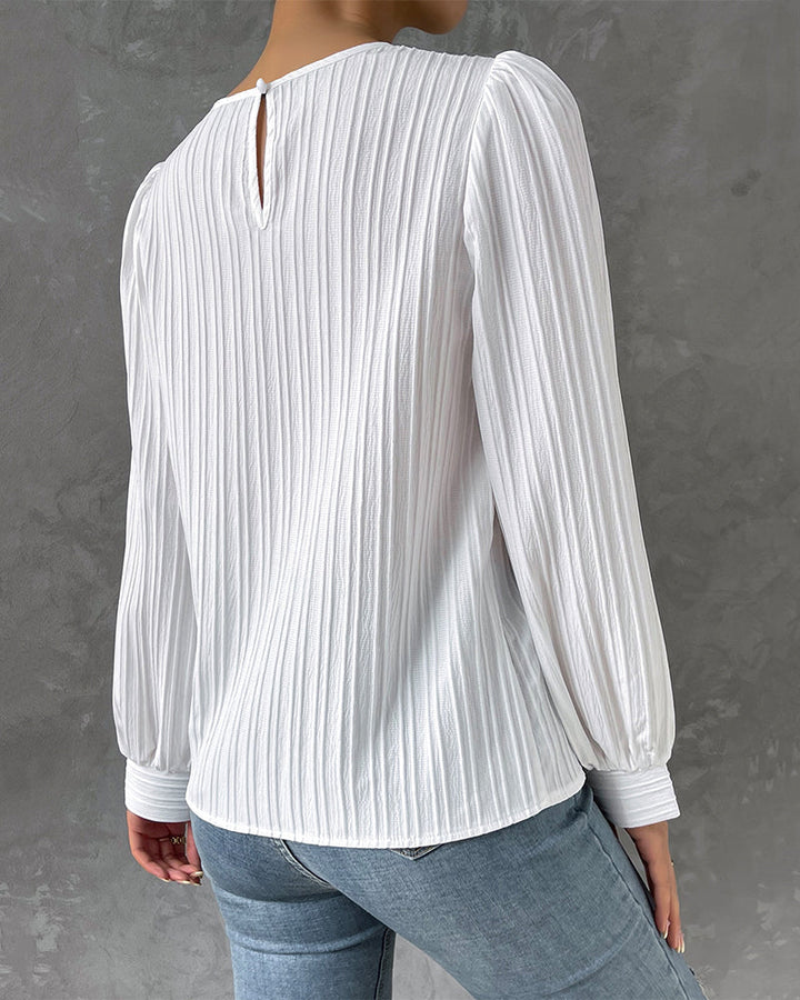 Elodie |  Feminine Pleated Top with Lantern Sleeves