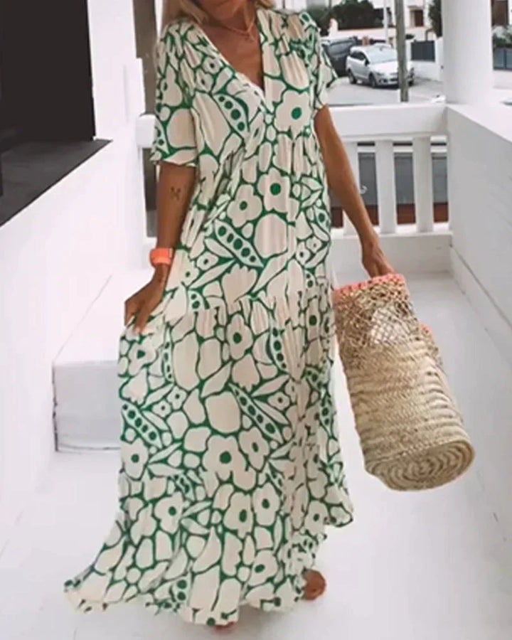 Adelise – Graphic Floral Maxi Dress