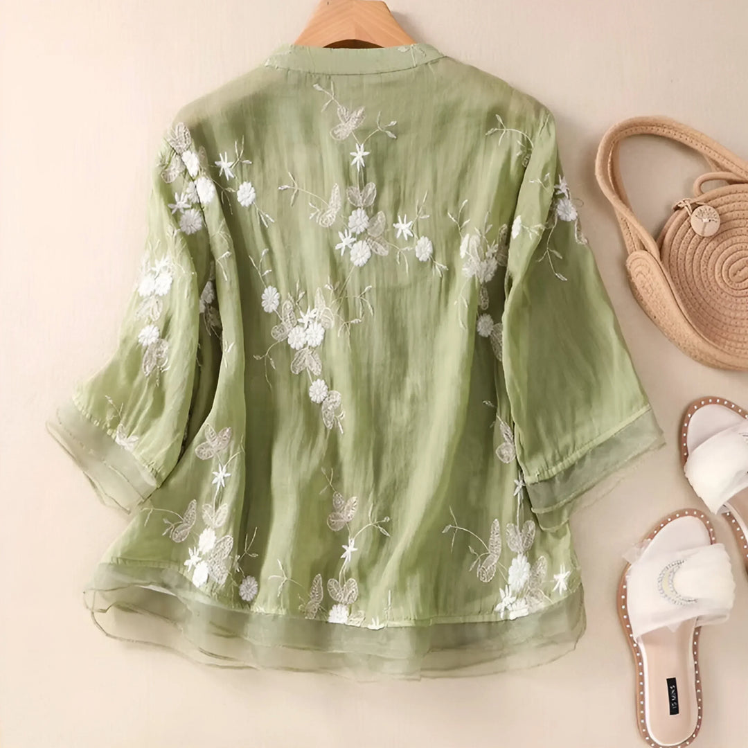 Marie – Button-Up Floral Blouse
