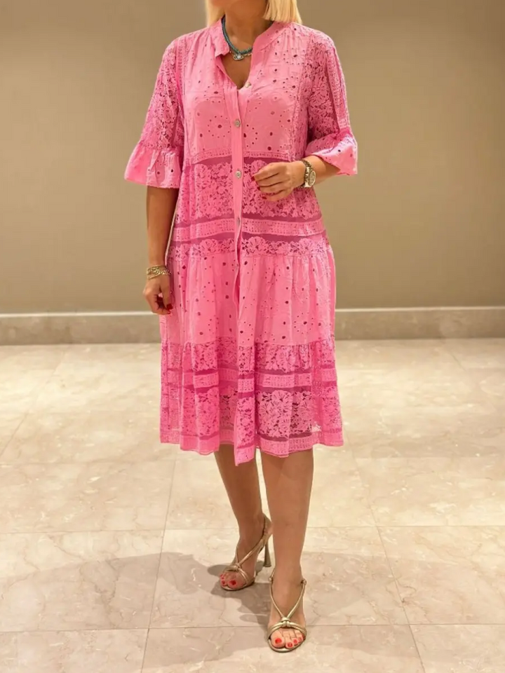 Selina | Embroidered Button-Down Dress