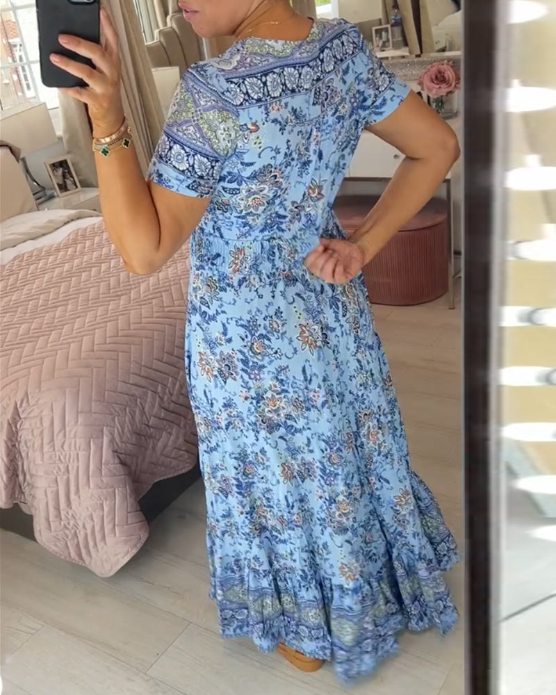 Wibia™ | Elegant Floral V-Neck Dress