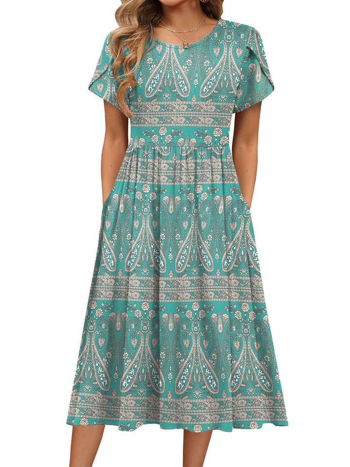 Carys™ – Floral Midi Dress with Pockets