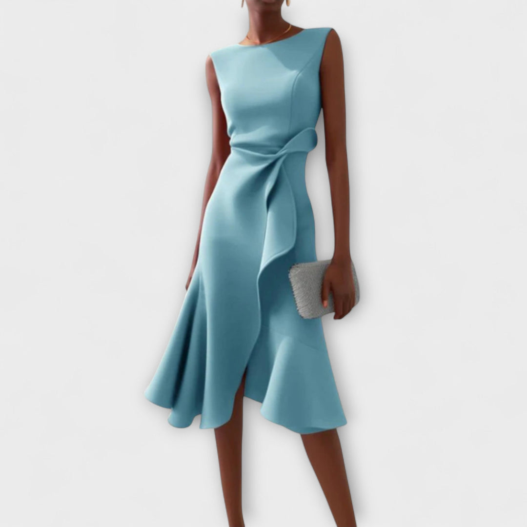 Juliette | Draped Asymmetrical Midi Dress