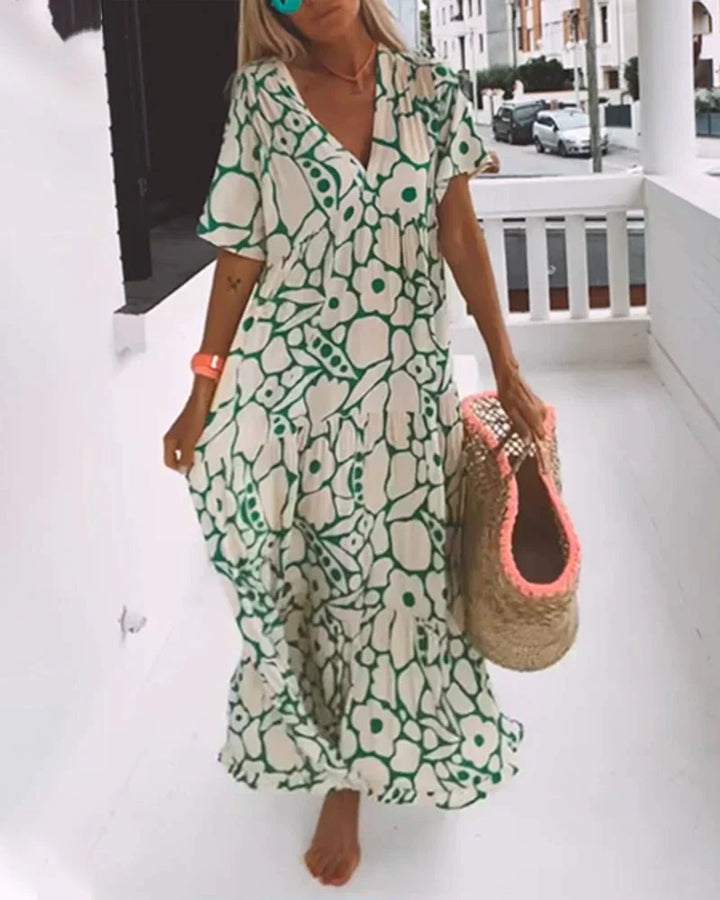 Adelise – Graphic Floral Maxi Dress