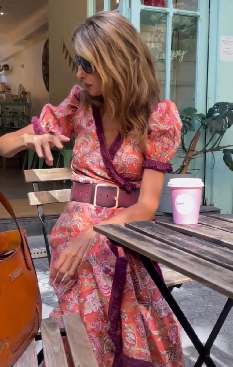 Elara – Elegant Pink Maxi Dress with Short Sleeves
