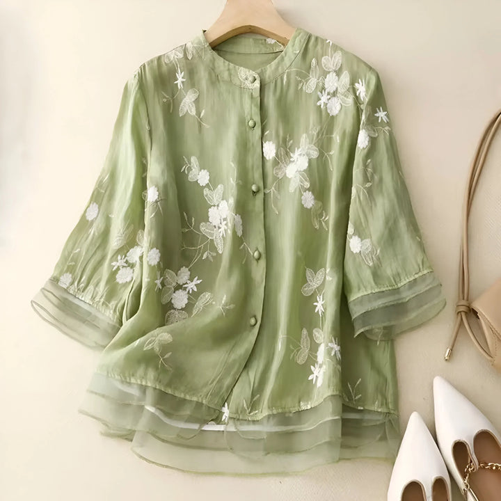Marie – Button-Up Floral Blouse