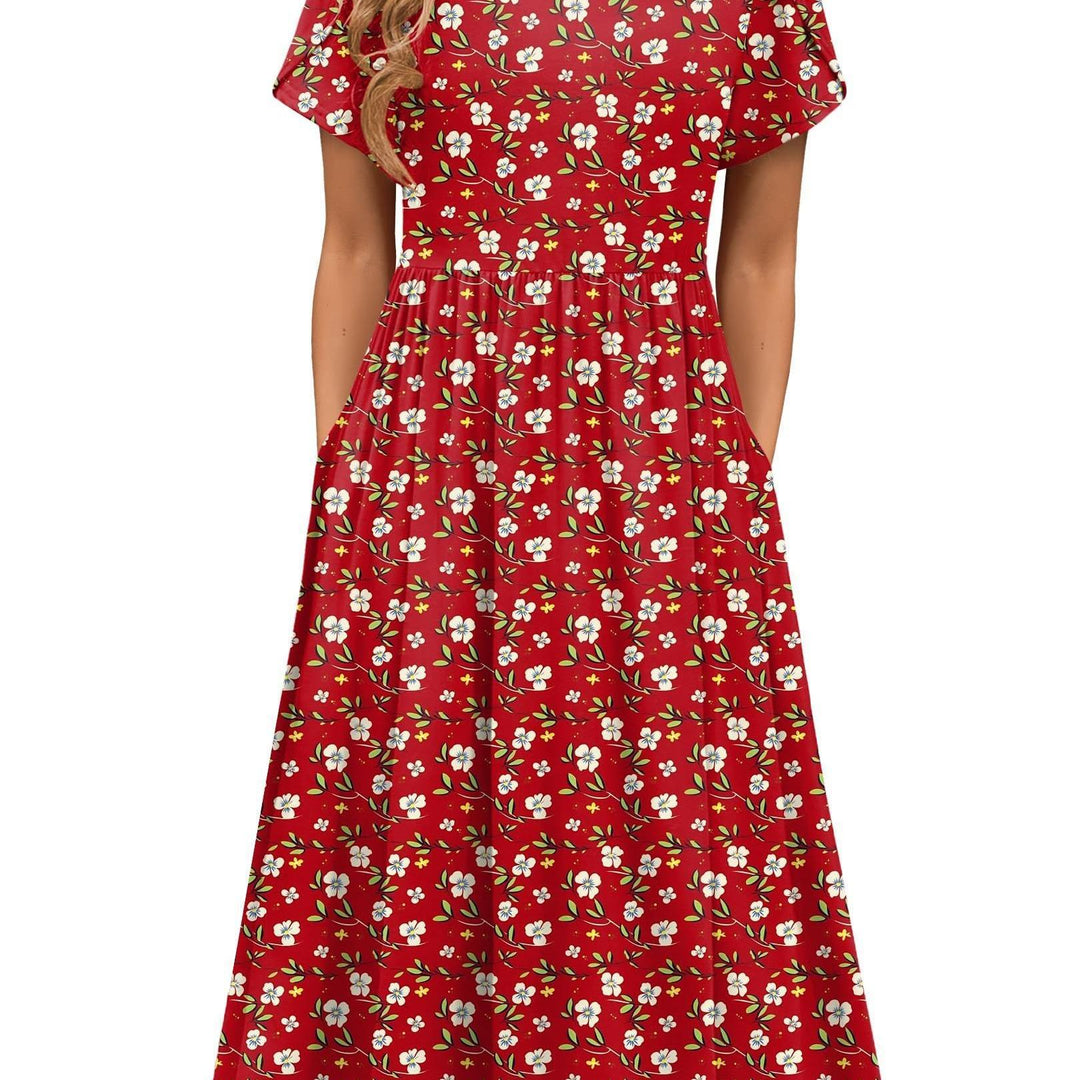 Carys™ – Floral Midi Dress with Pockets