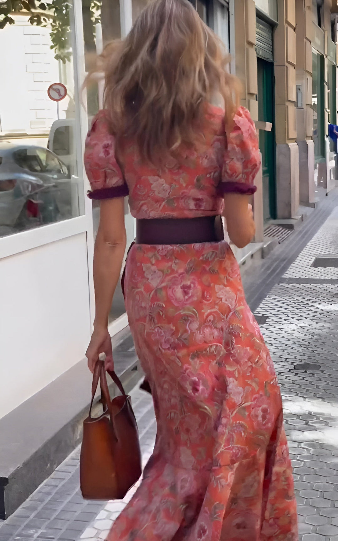 Elara – Elegant Pink Maxi Dress with Short Sleeves