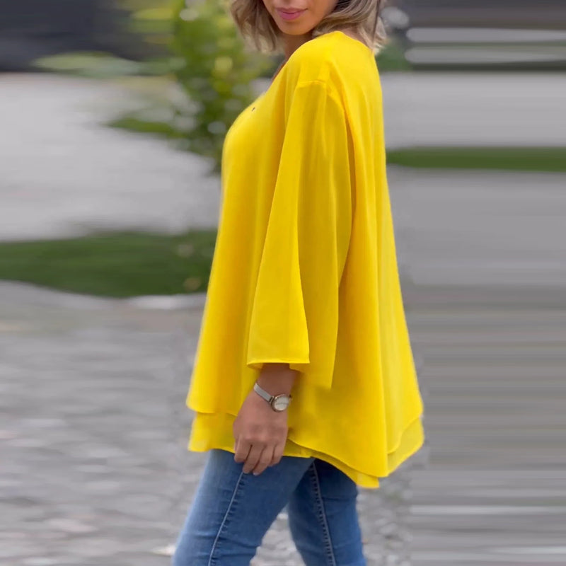 Heidi™ - V-Neck Zipped Flowing Top