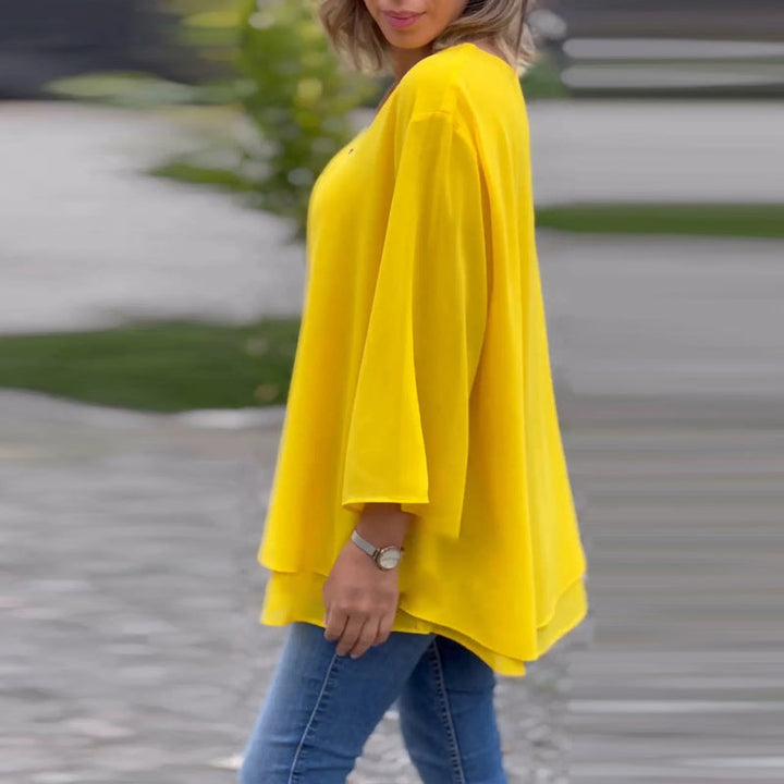Heidi™ - V-Neck Zipped Flowing Top