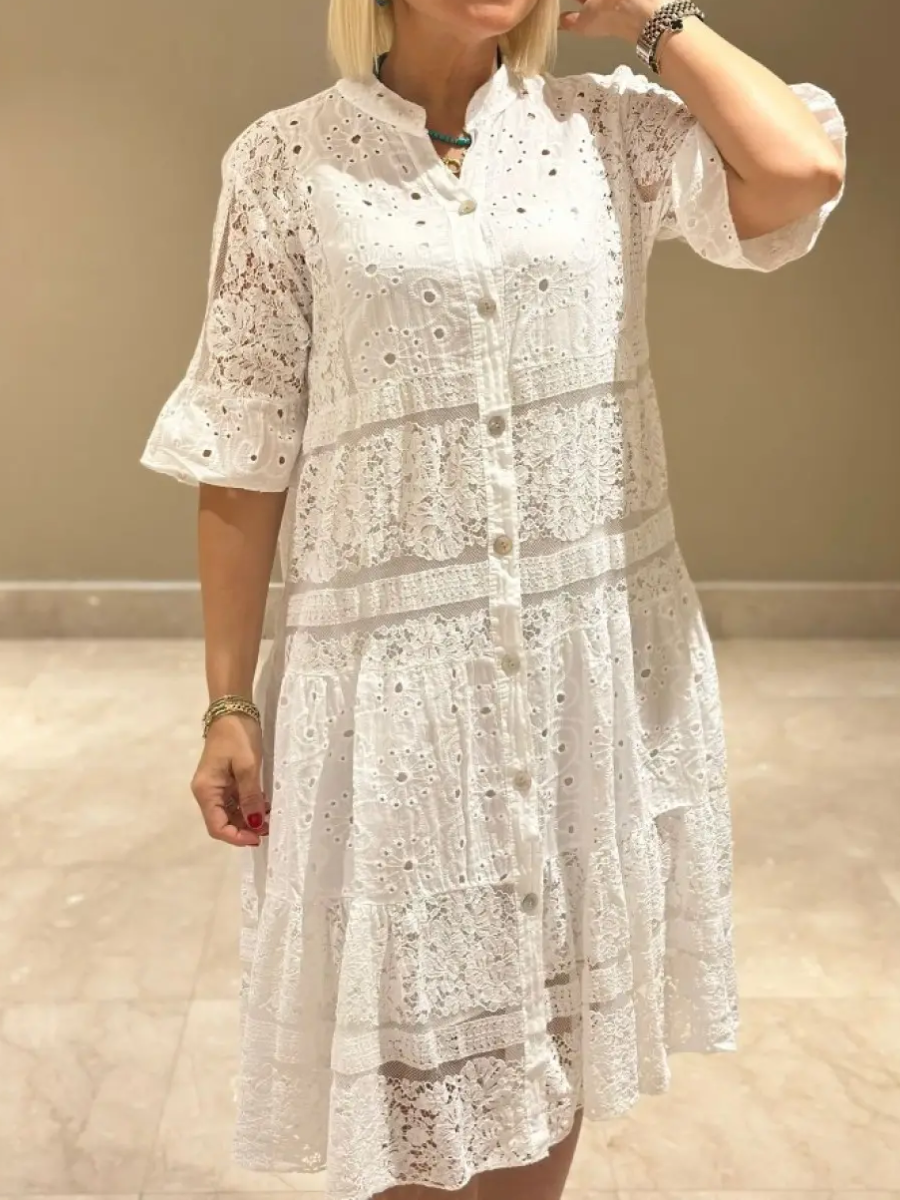 Selina | Embroidered Button-Down Dress