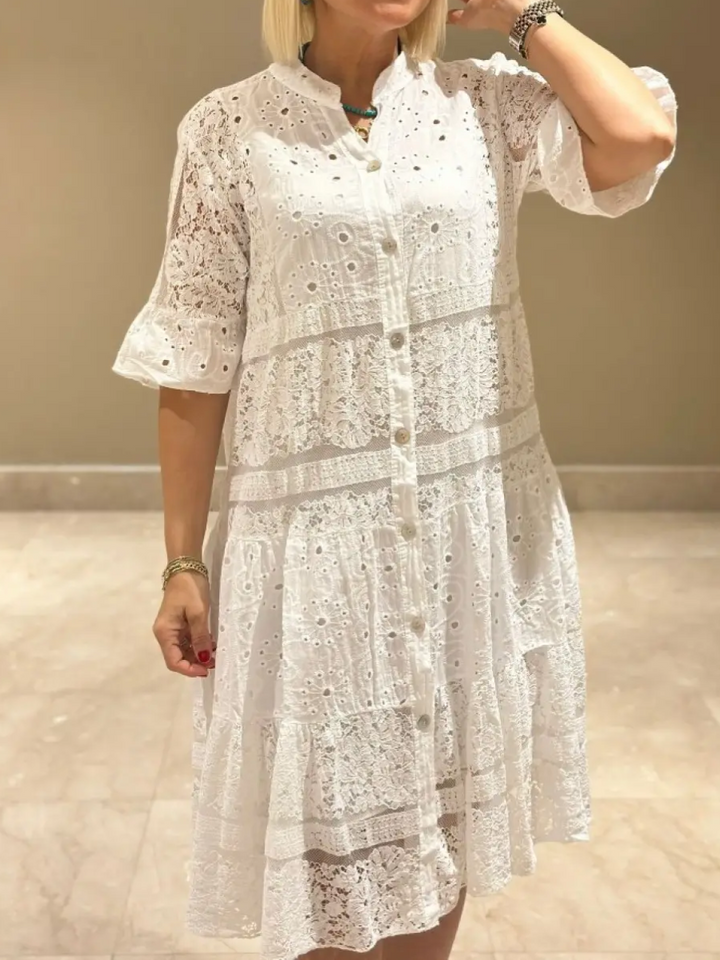 Selina | Embroidered Button-Down Dress