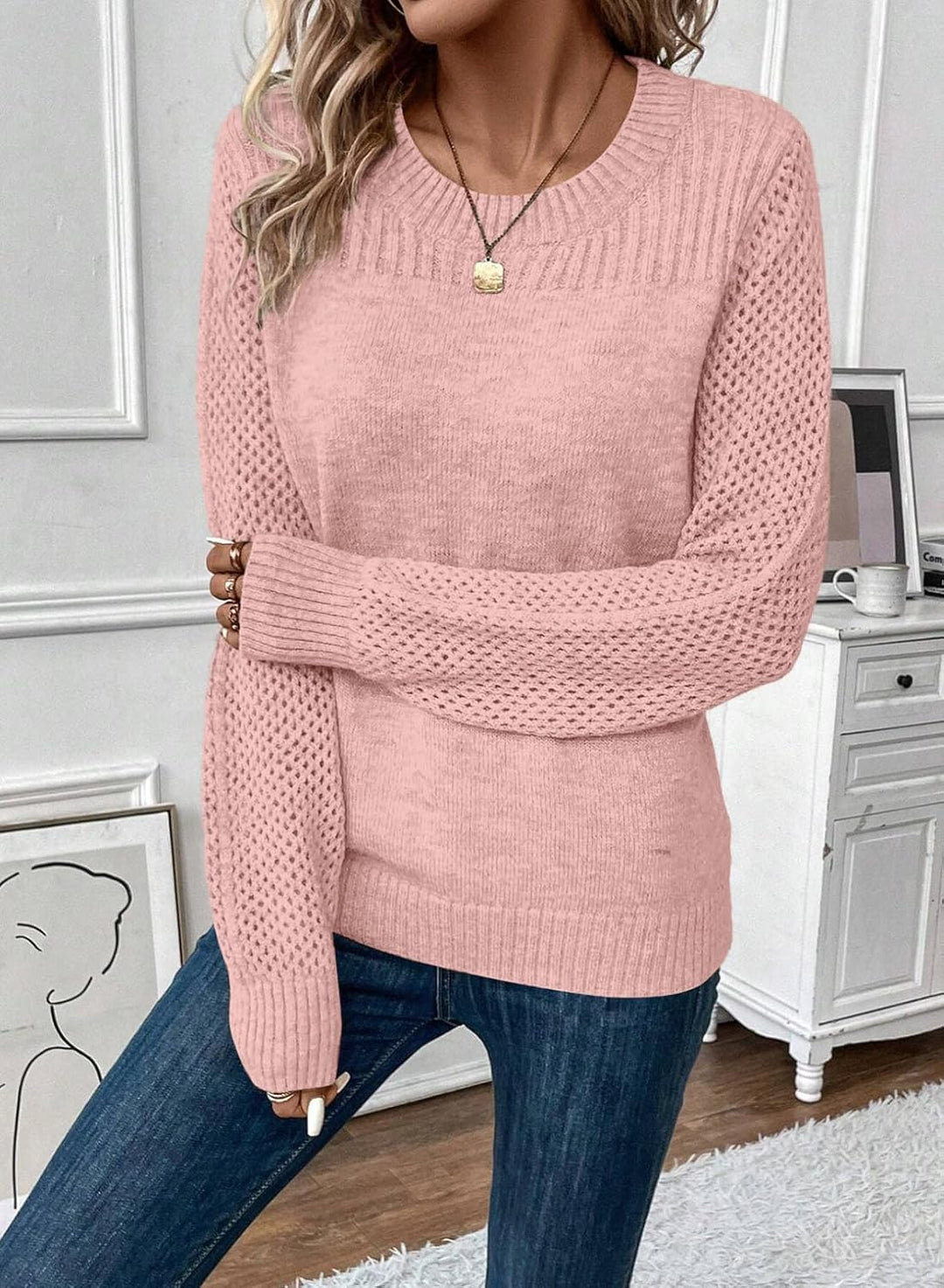 Maribel | Honeycomb Sleeve Knit Sweater