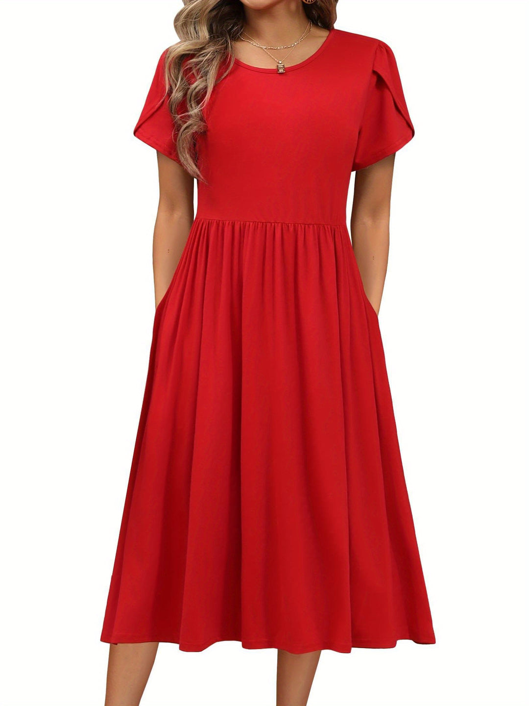 Carys™ – Floral Midi Dress with Pockets