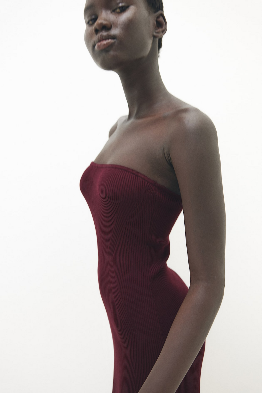 GANARA STRAPLESS MIDI DRESS