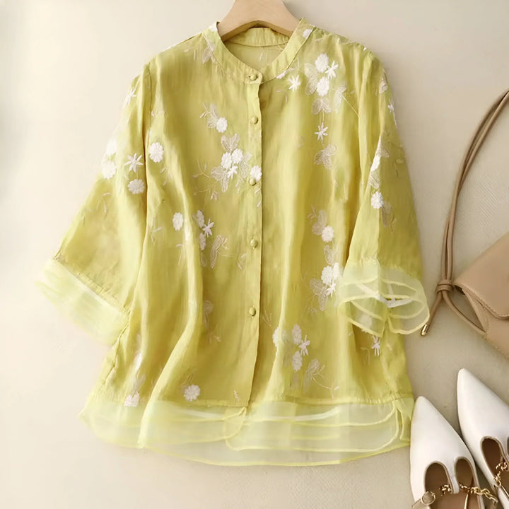 Marie – Button-Up Floral Blouse