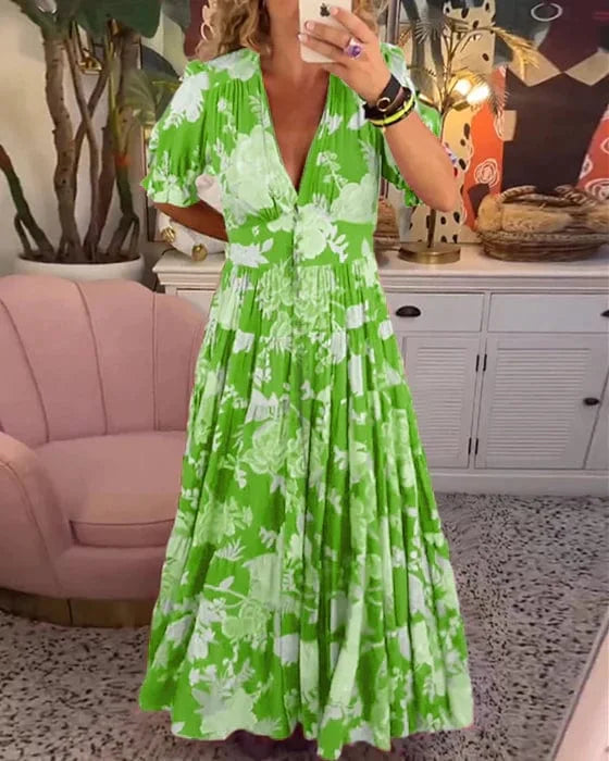 Evelyne – Boho V-Neck Maxi Dress