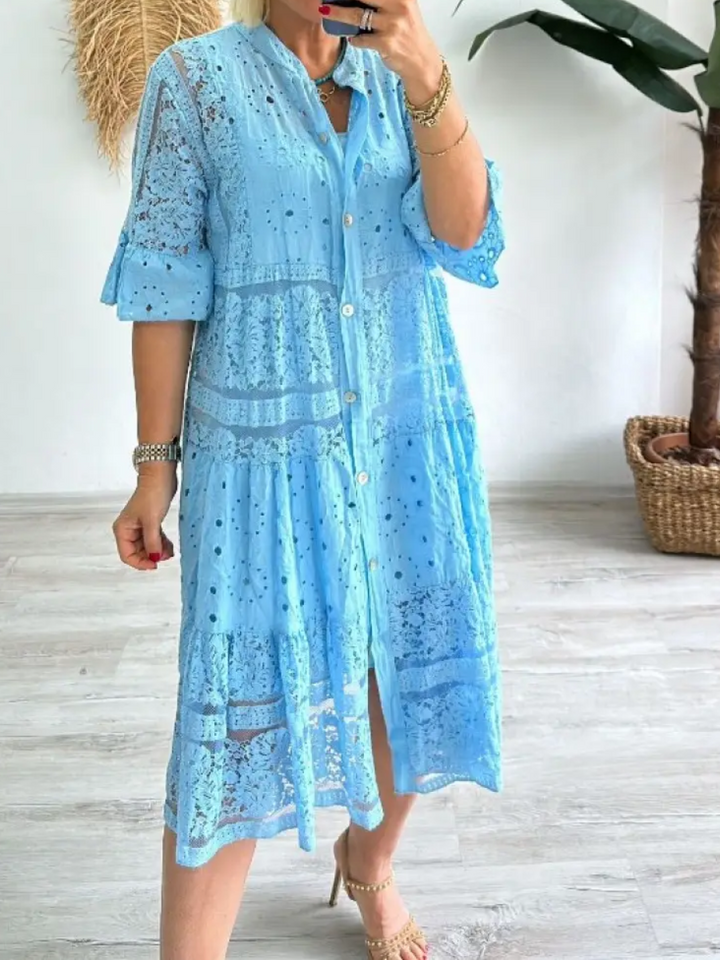 Selina | Embroidered Button-Down Dress